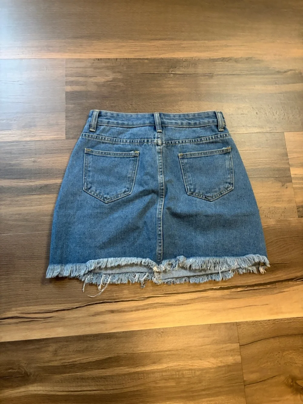 SHEIN Blue Distressed Denim Mini Skirt with Frayed Hem Womens Size Small - Picture 7 of 9